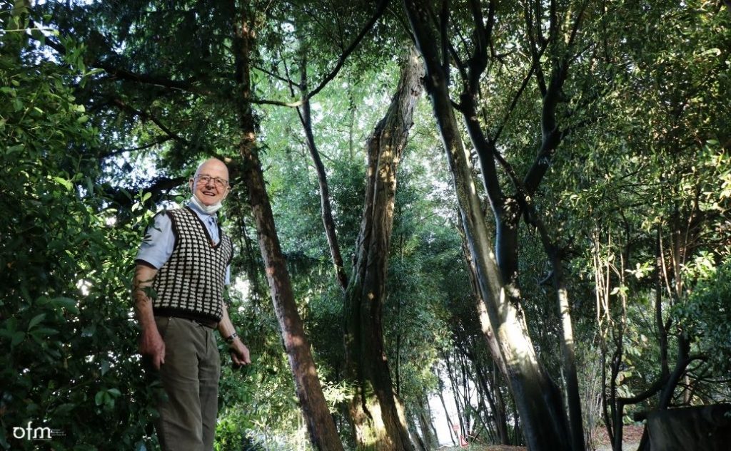 Frère Fernand Mancel jardine dans sa cathédrale de verdure, au couvent de Nantes.